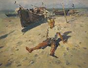 unknow artist Russov-Lev-Boy-and-Sea-rus13bw Spain oil painting artist